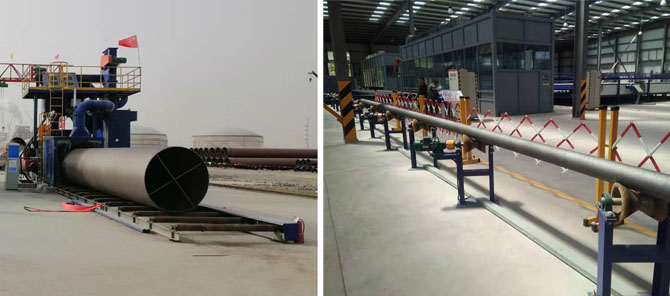 鋼管外壁拋丸除銹機施工現場圖 鋼管外壁拋丸除銹機施工現場圖